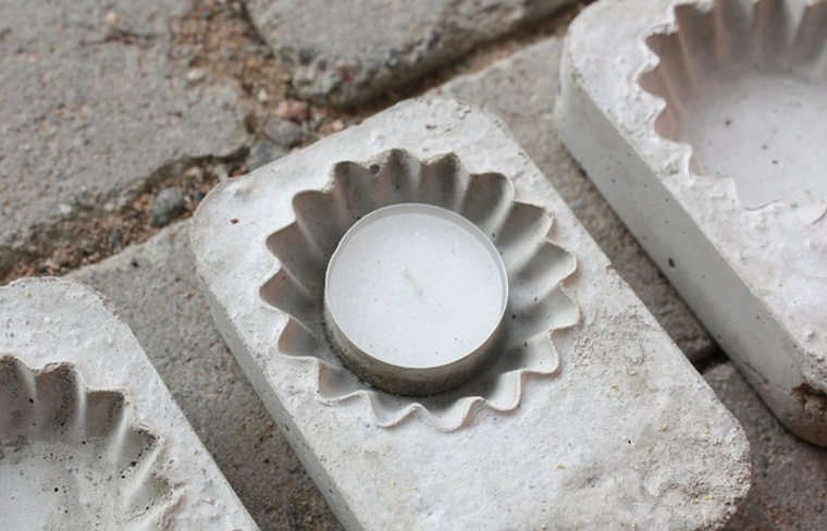 készítse el saját betondíszét: gyertyatartó