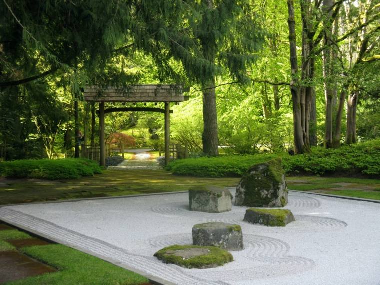 Zen giardino paesaggistico al di fuori delle rocce idea rifugio giardino in legno