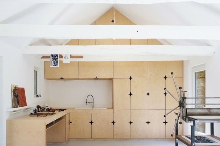 Amerikietiškos atviros virtuvės dizaino madingos medinės spintelės