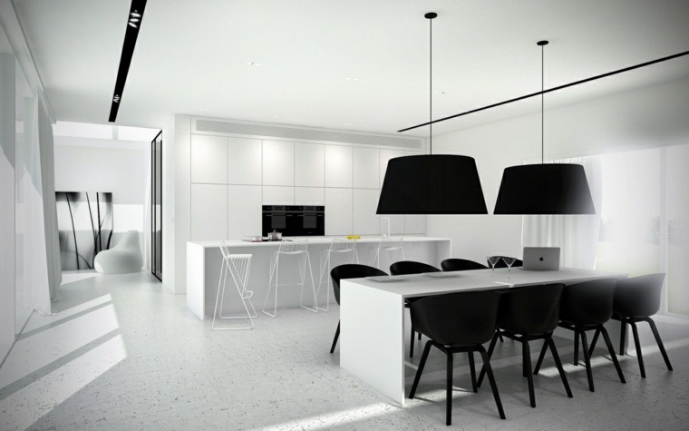 juodos virtuvės šviestuvo pakabos kėdės idėja baro virtuvė