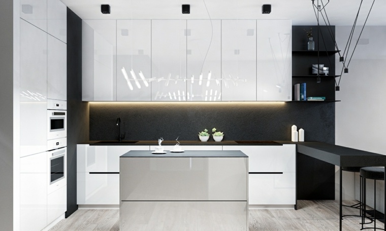 moderni madinga virtuvės dizaino idėja baltos lakuotos virtuvės spintelės