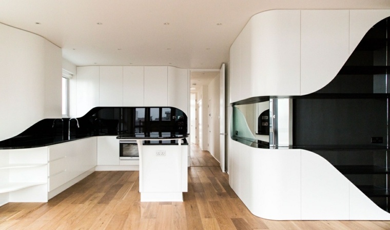 juodos baltos virtuvės dizaino idėjos juodos virtuvės backsplash