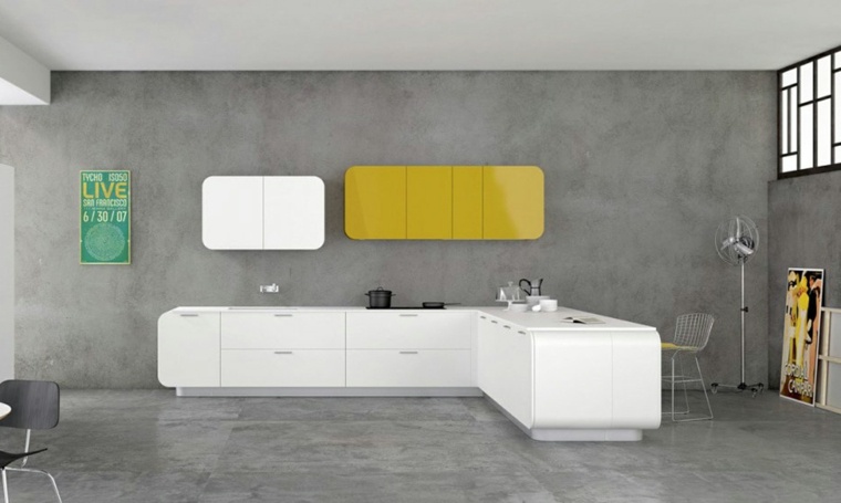 白い漆塗りのキッチン超モダンなデザイン