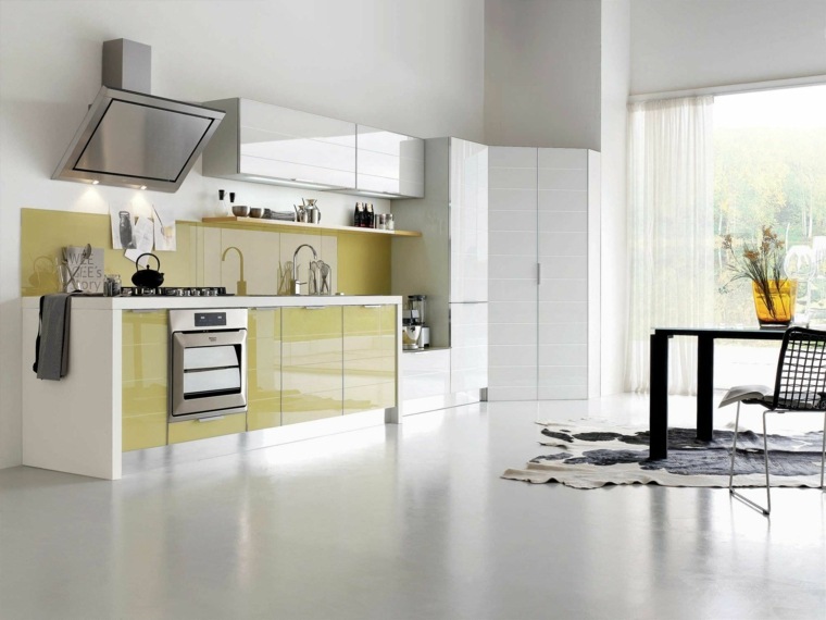 cucina design moderno bianco giallo