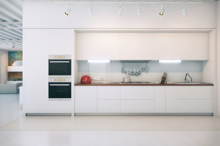 šiuolaikiškas baltos virtuvės dizainas