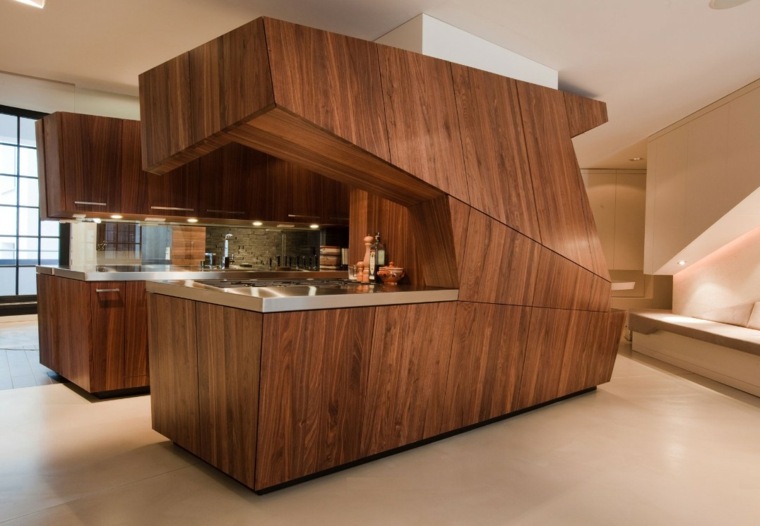 šiuolaikiškas virtuvės medžio futuristinis dizainas