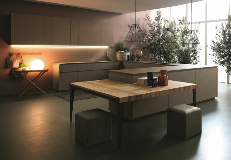 šiuolaikiška medinė virtuvė modernus įdomus dizainas