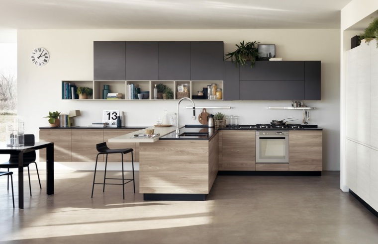 cucina contemporanea in legno design moderno