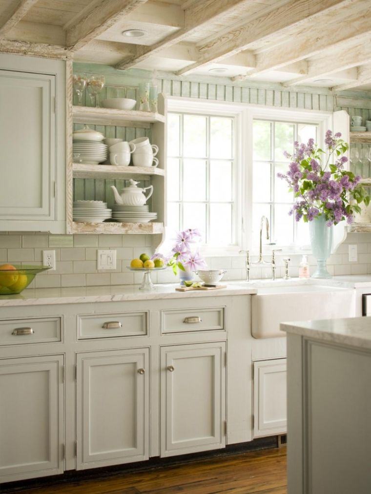cottage cucina vernice pastello colore decorazione stile inglese country chic