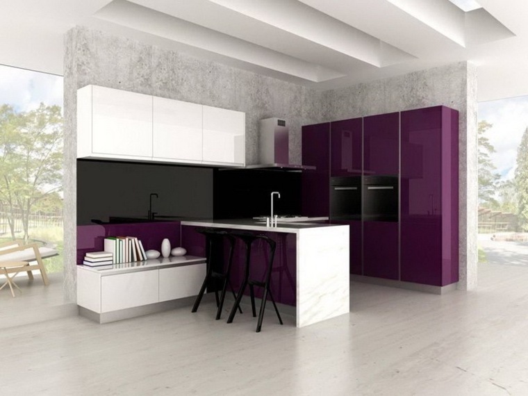 moderna ed elegante idea di design cucina isola centrale bianca nera