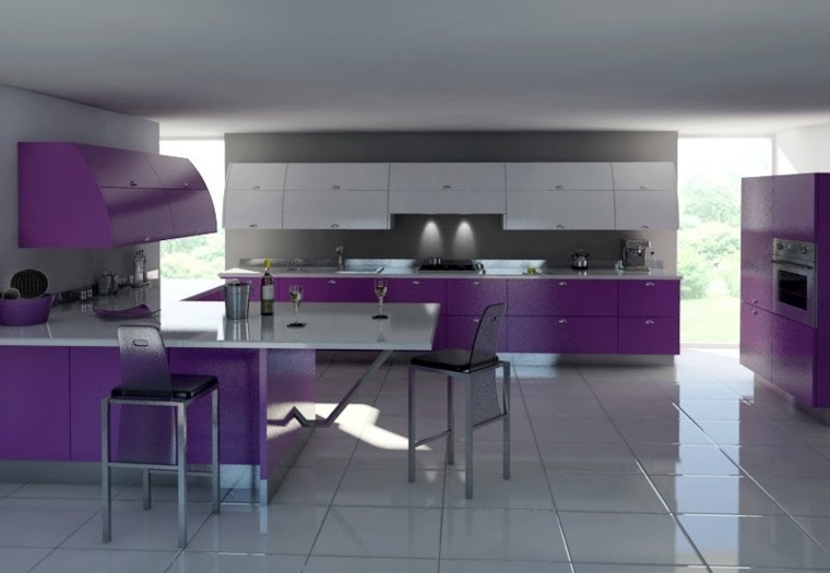 Ideja o kuhinjskoj boji ljubičasta bijela dizajnerska stolica