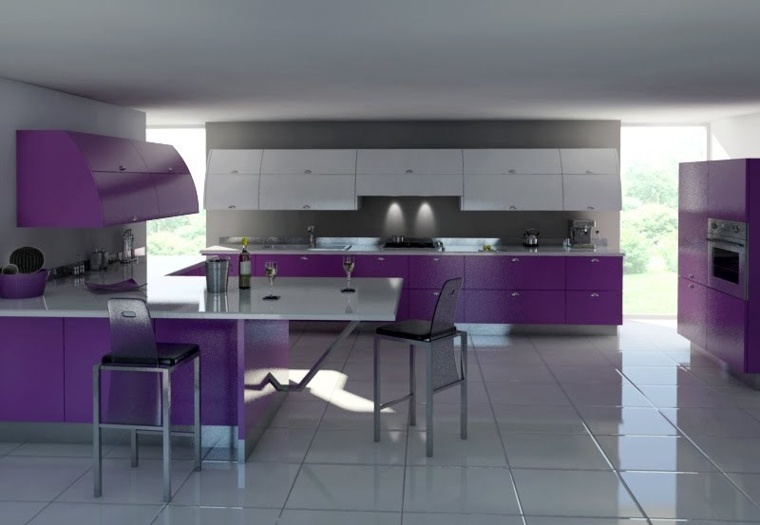 Sedia di design bianco viola idea colore cucina