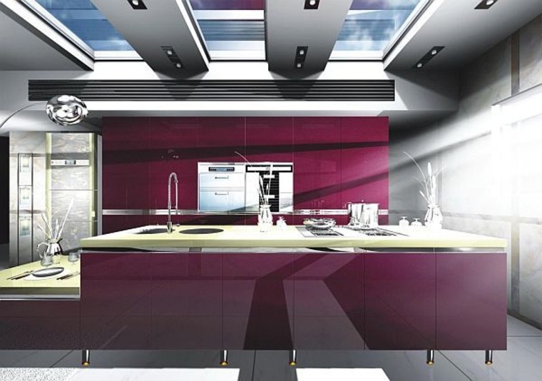 cucina moderna layout isola centrale mobili di design