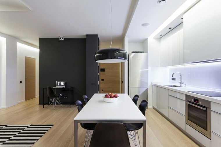 modernaus medžio virtuvės dizaino grindų kilimėlio dizaino baltas valgomasis stalas