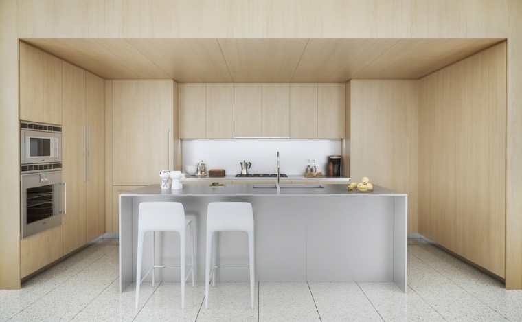 šiuolaikinio medžio virtuvės dizaino centrinės salos kriauklės idėjos