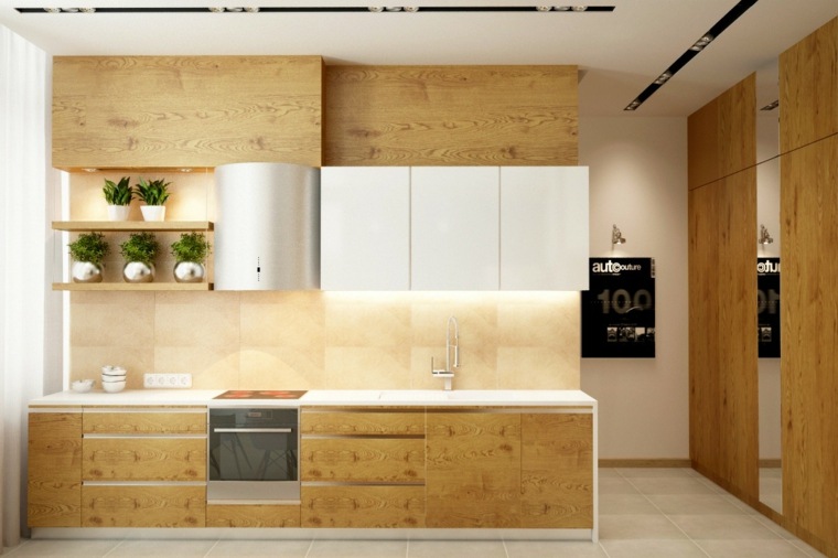 medinė virtuvė modernaus dizaino baldų idėja interjero dekoras