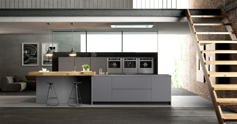 modernios virtuvės virtuvės salos mediniai stalviršio šviestuvai