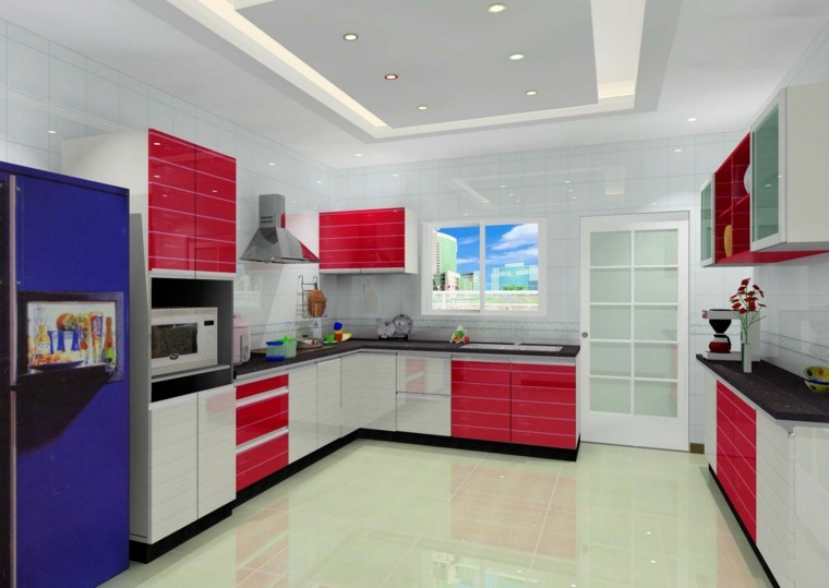 キッチンの色のアイデアキッチン冷蔵庫の家具木材