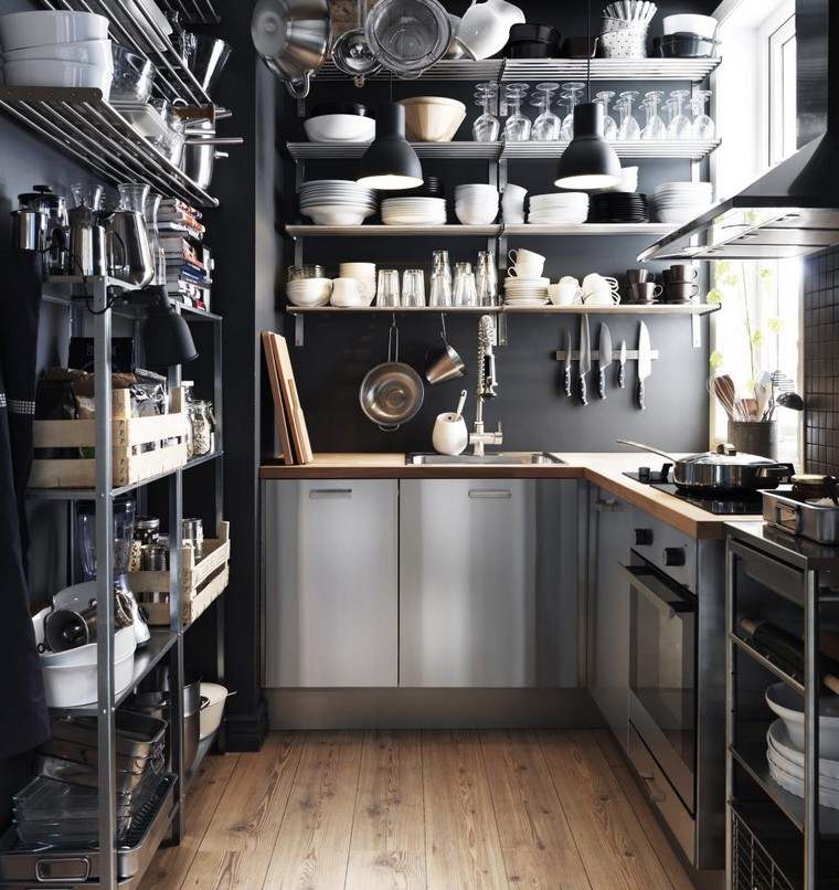 idee per la conservazione della cucina mensole in legno isola bar tendenza in legno pavimenti in legno