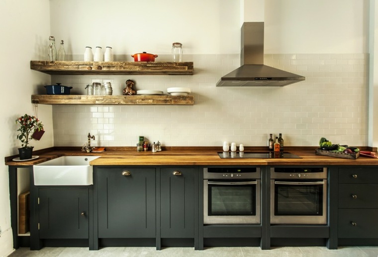 Grafito virtuvės deko mediniai modernūs baldai