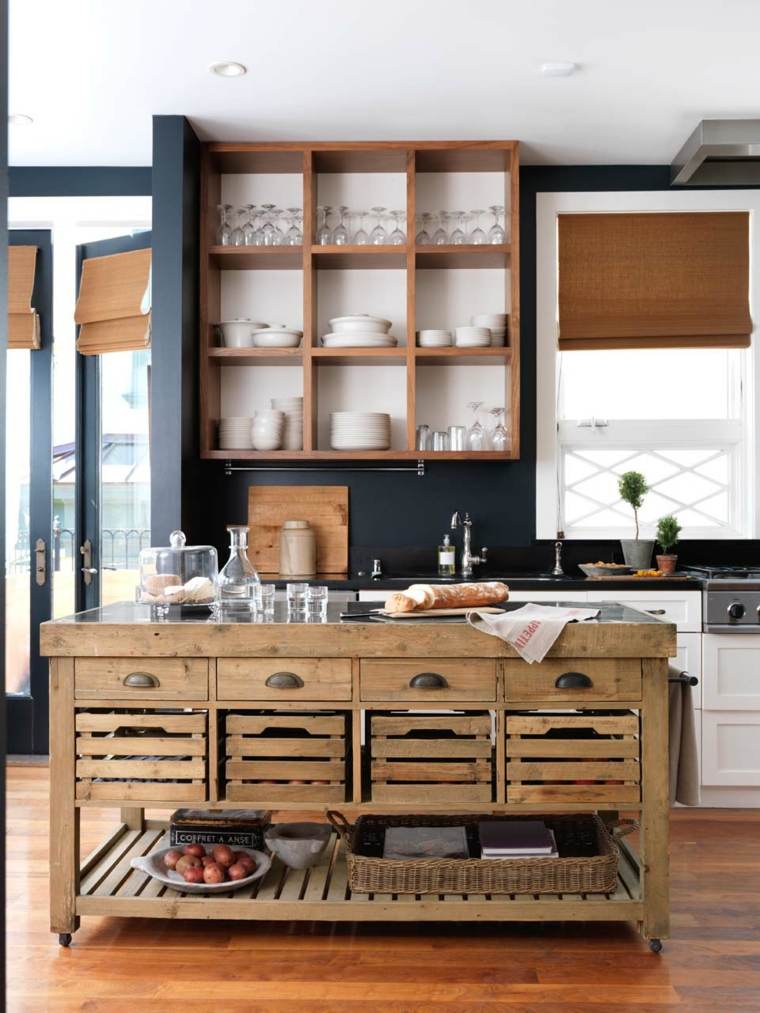 isole in legno per il layout della cucina