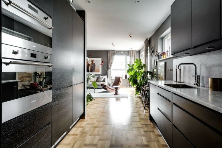 modernus interjero dizainas virtuvės baras medžio madingas dizainas apstatyti erdvę