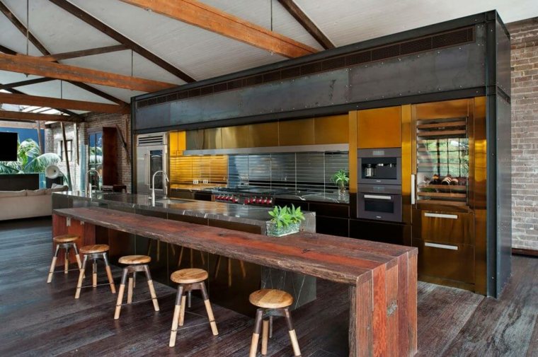 modernios virtuvės dizaino baro medžio madingos išmatos
