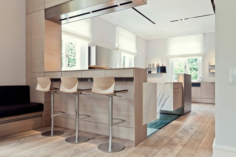 virtuvės baras medinis modernus taburetė įrengti madingą interjerą