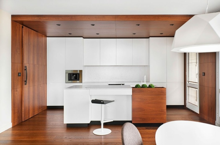 sgabello bianco per mobili con isola in legno di design da cucina bianca