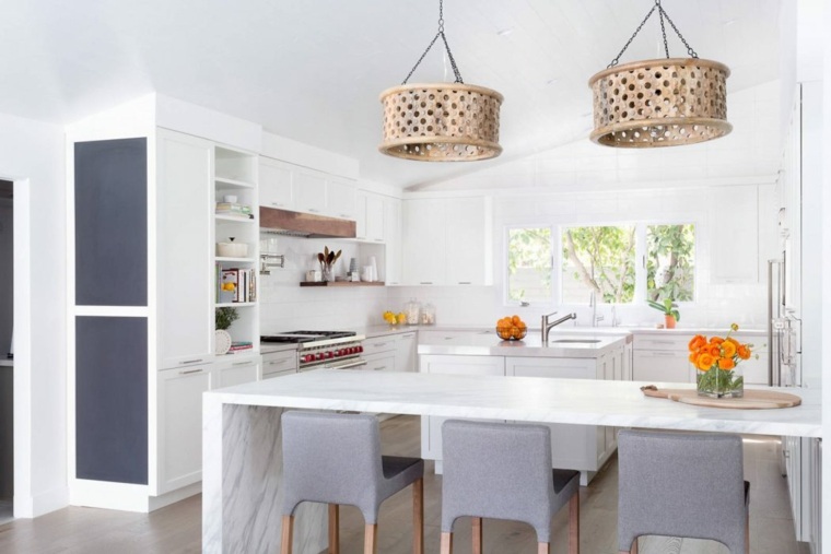 modernios virtuvės baro interjeras baltas apšvietimas modernus dizainas