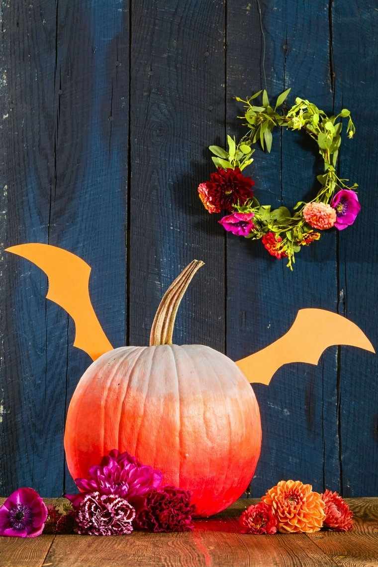 idea di decorazione autunnale fai da te ghirlanda di halloween zucca da parete