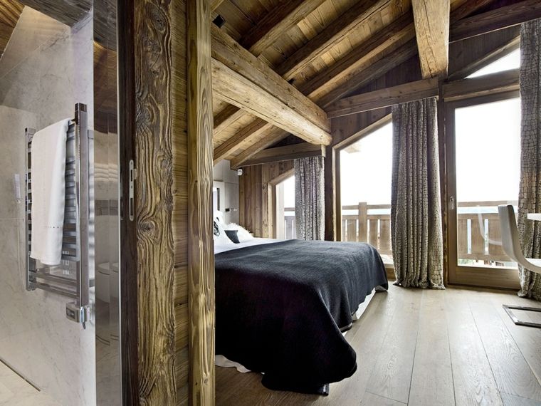 foto dell'idea della decorazione dello chalet delle camere da letto per adulti