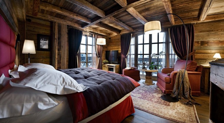 arredamento camera da letto in stile chalet di montagna