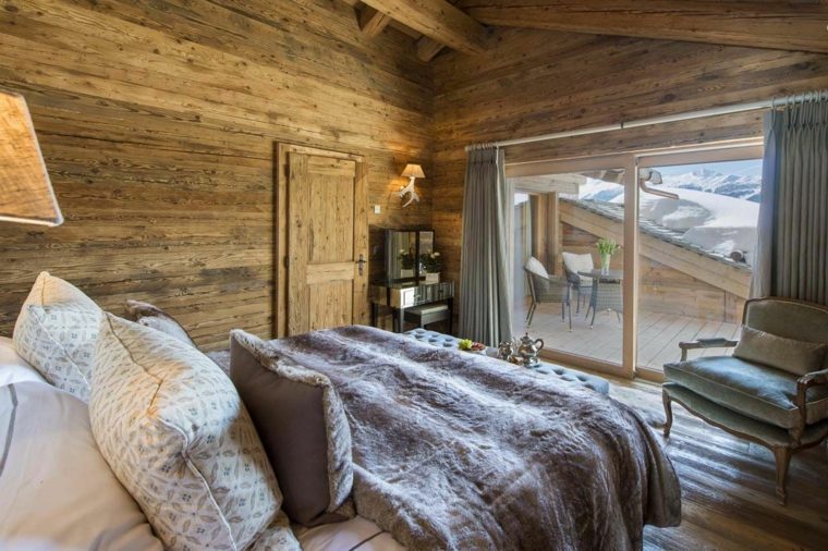 decorazione della camera da letto degli chalet di montagna