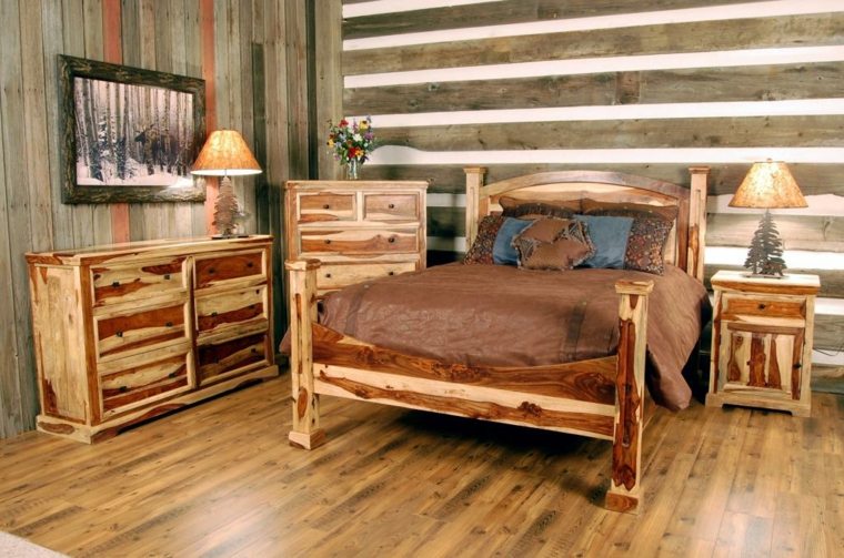 camera da letto di design in legno di montagna