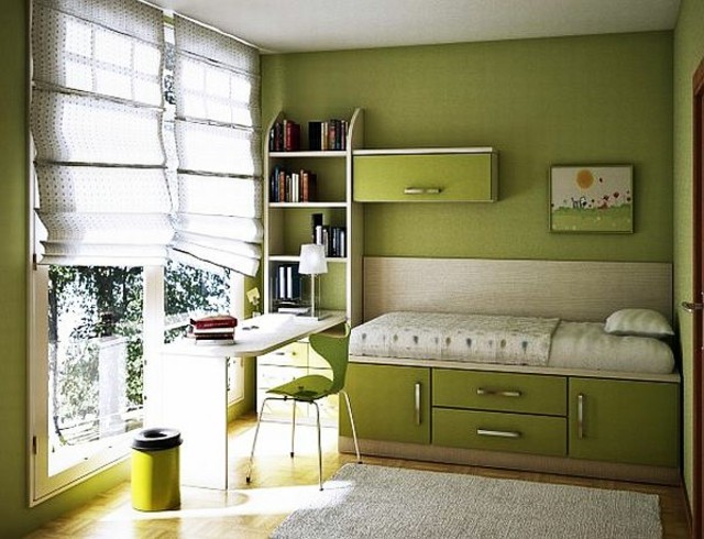 camera da letto verde per ragazze
