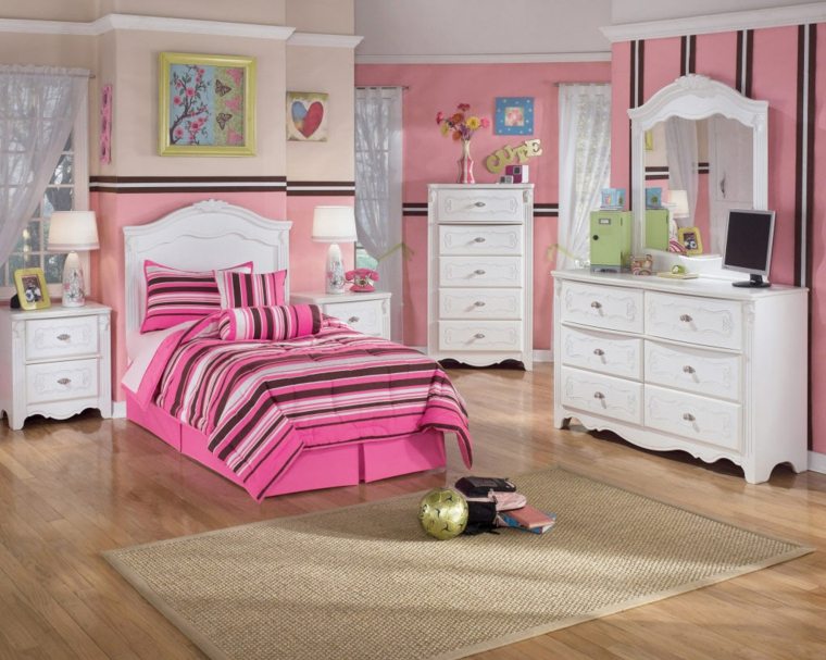 arredamento camera da letto ragazza adolescente rosa bianco