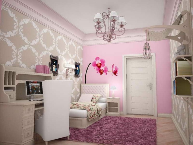 camera da letto rosa bianca per adolescenti