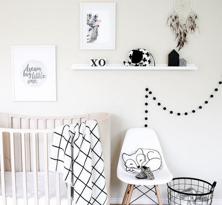 女の赤ちゃん男の子の部屋の装飾黒と白の黒の花輪DIYのアイデア
