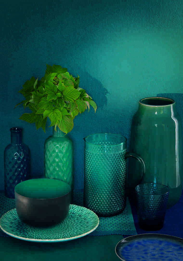 インテリアデザイン絵画青いアイデア壁デコ花瓶植物のアイデア