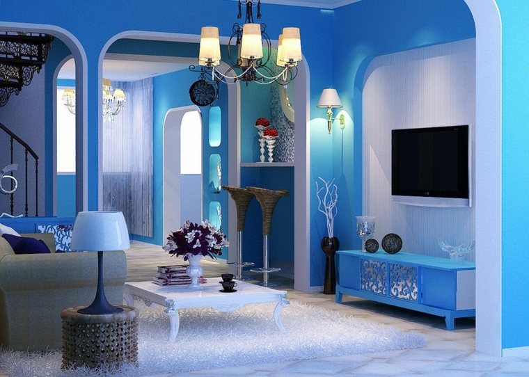 synphonie-bleu海辺の寝室の装飾