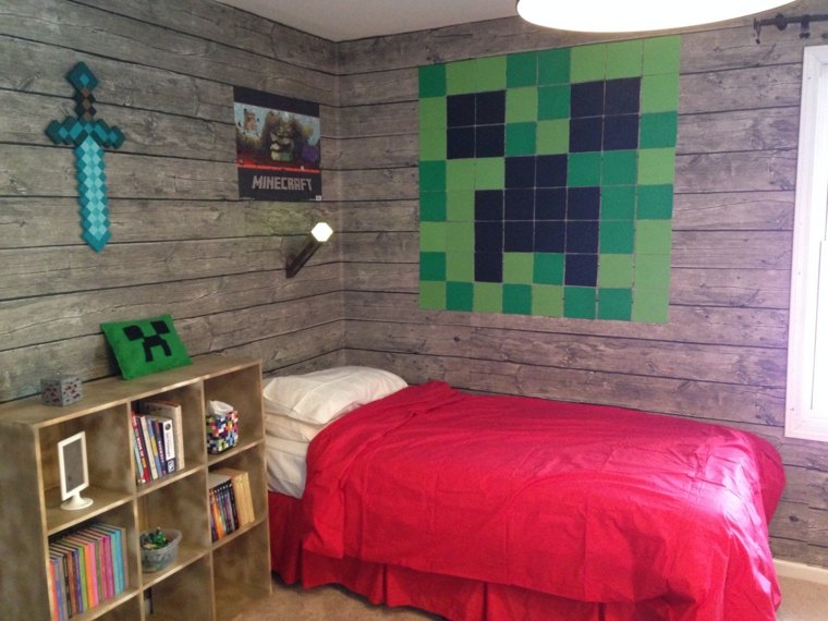 deco-chambre-minecraft-legno-parete-oggetti-decorati-tessuto-illustrando-gioco