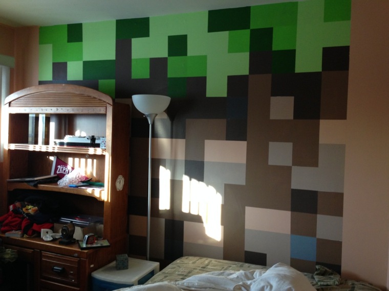 deco-camera da letto-minecraft-di-successo-parete-dipinta