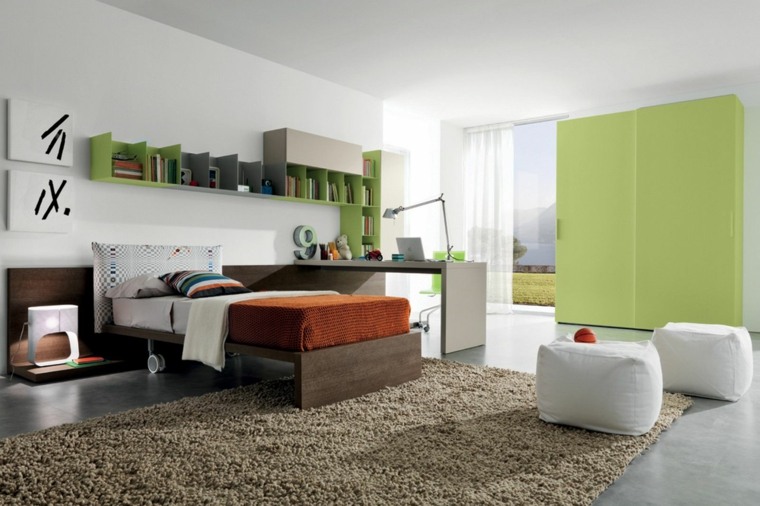 idea di decorazione della camera da letto dei genitori adulti verde