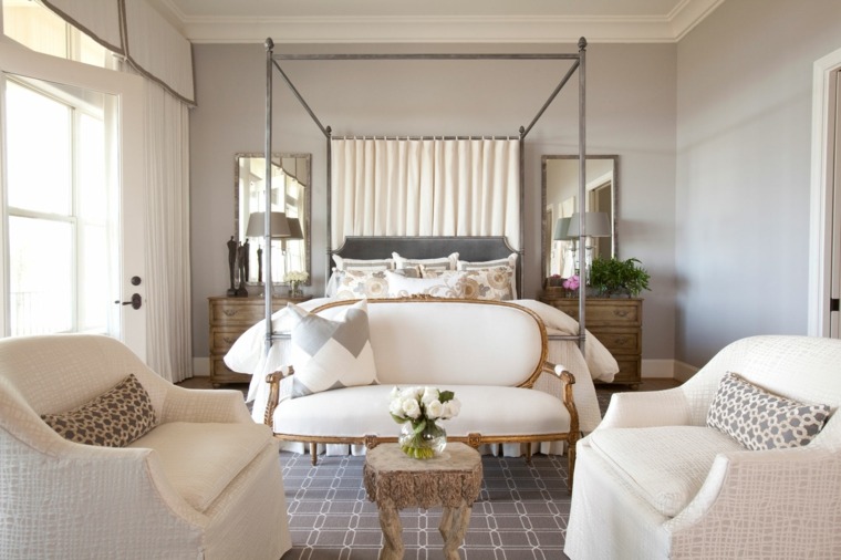 pagrindiniai miegamieji klasikinės dekoratyvinės lovos su baldakimu