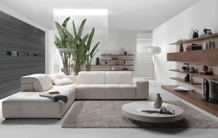 modern nappali dekoráció fehér kanapéval