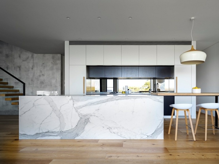 arredamento cucina marmo legno isola-mobili di design moderno