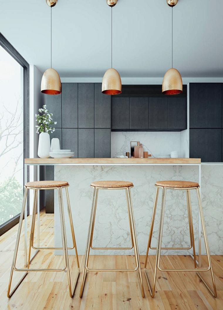 piccola cucina isola bar accessori in metallo deco marmo
