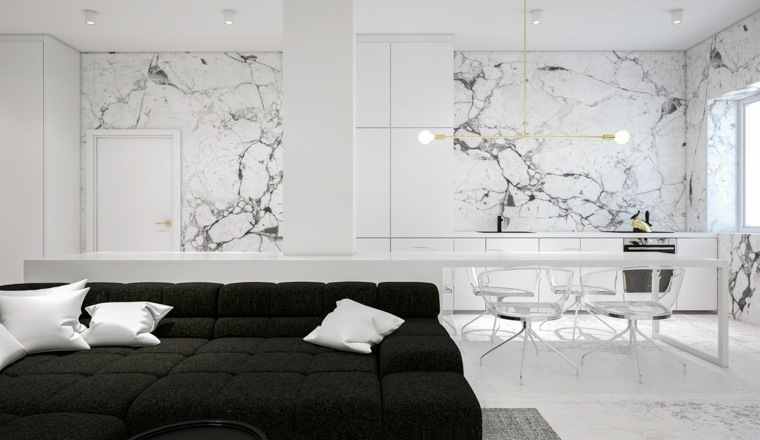 Arredamento moderno della cucina in marmo bianco