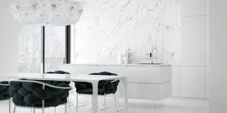 marmo cucina arredamento interni foto design sala da pranzo in bianco e nero
